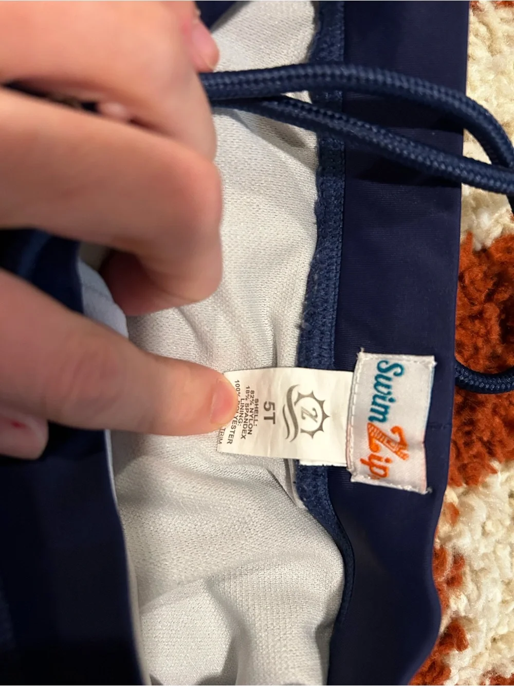 Navy Blue Swim Zip Swim Shorts with Drawstring